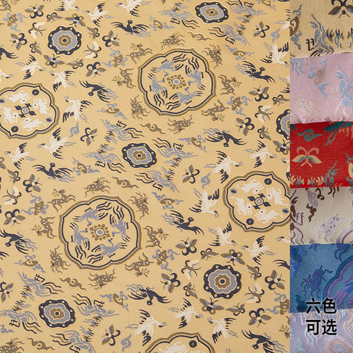 鹤鹿同春还原故宫纹样宋锦