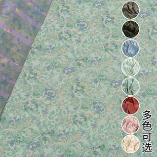 复古仿宋锦多色高端优雅缠花纹非遗提花风外套旗袍汉服面料