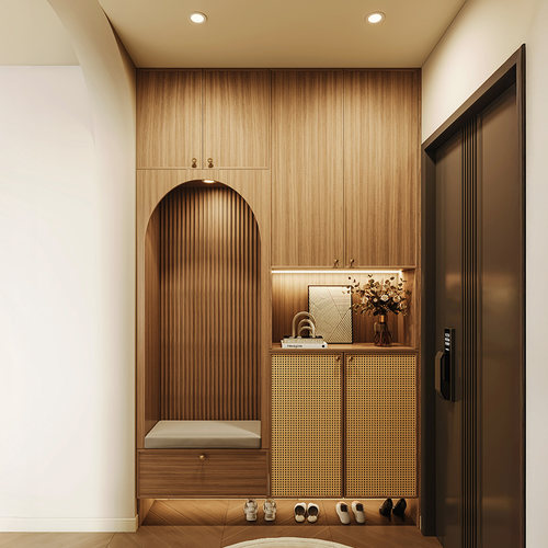 索菲亚定制鞋柜入户门门厅柜一体靠墙鞋柜实木玄关柜29800套餐