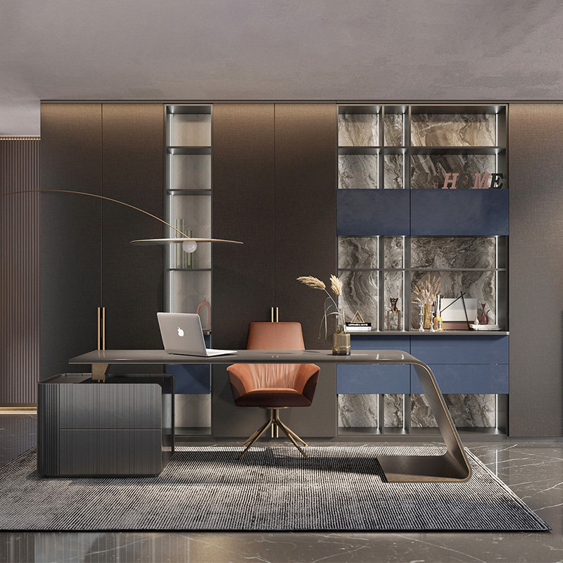 索菲亚全屋定制书柜一门到顶开放式设计现代轻奢书房书架