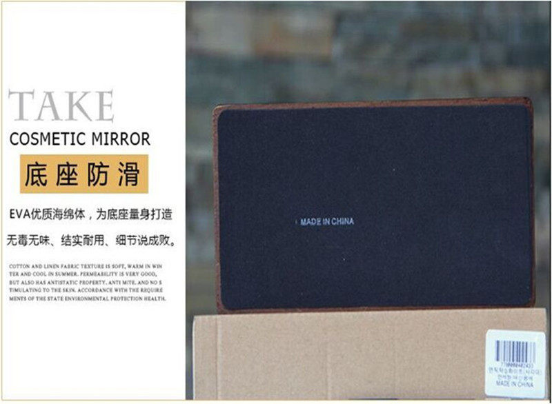 化妆镜台式折叠梳妆镜大号梳妆镜子高清镜子实木质便携桌面化妆u.