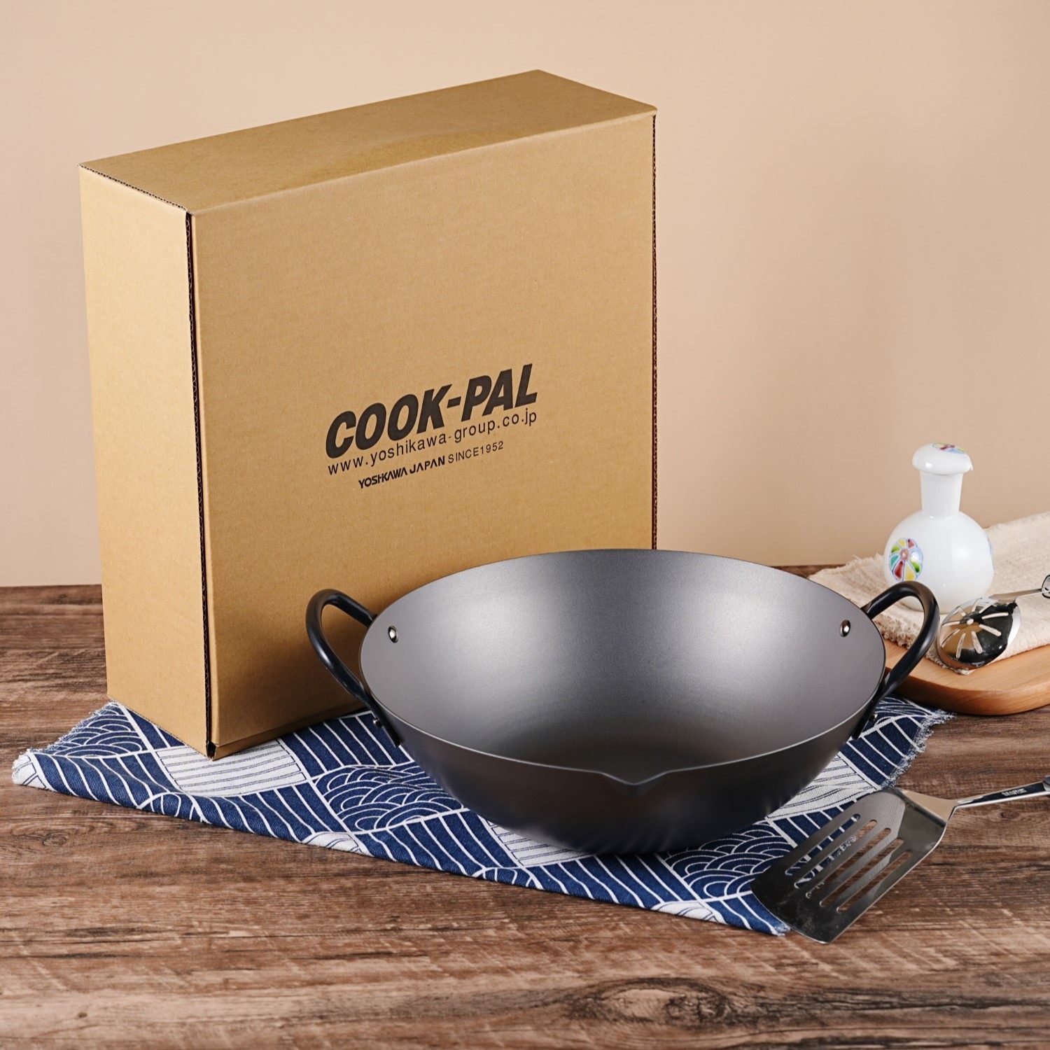 日本原装进口吉川COOK-PAL REN双耳广东锅日式铁锅炒菜锅无涂层