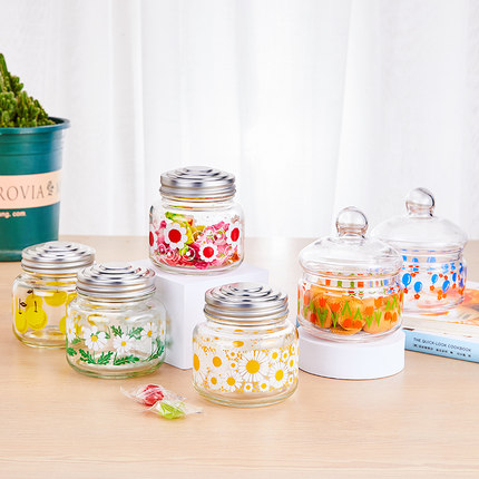 [可可屋]日本进口ADERIA复古印花朵零食储存瓶坚果零食罐储物罐