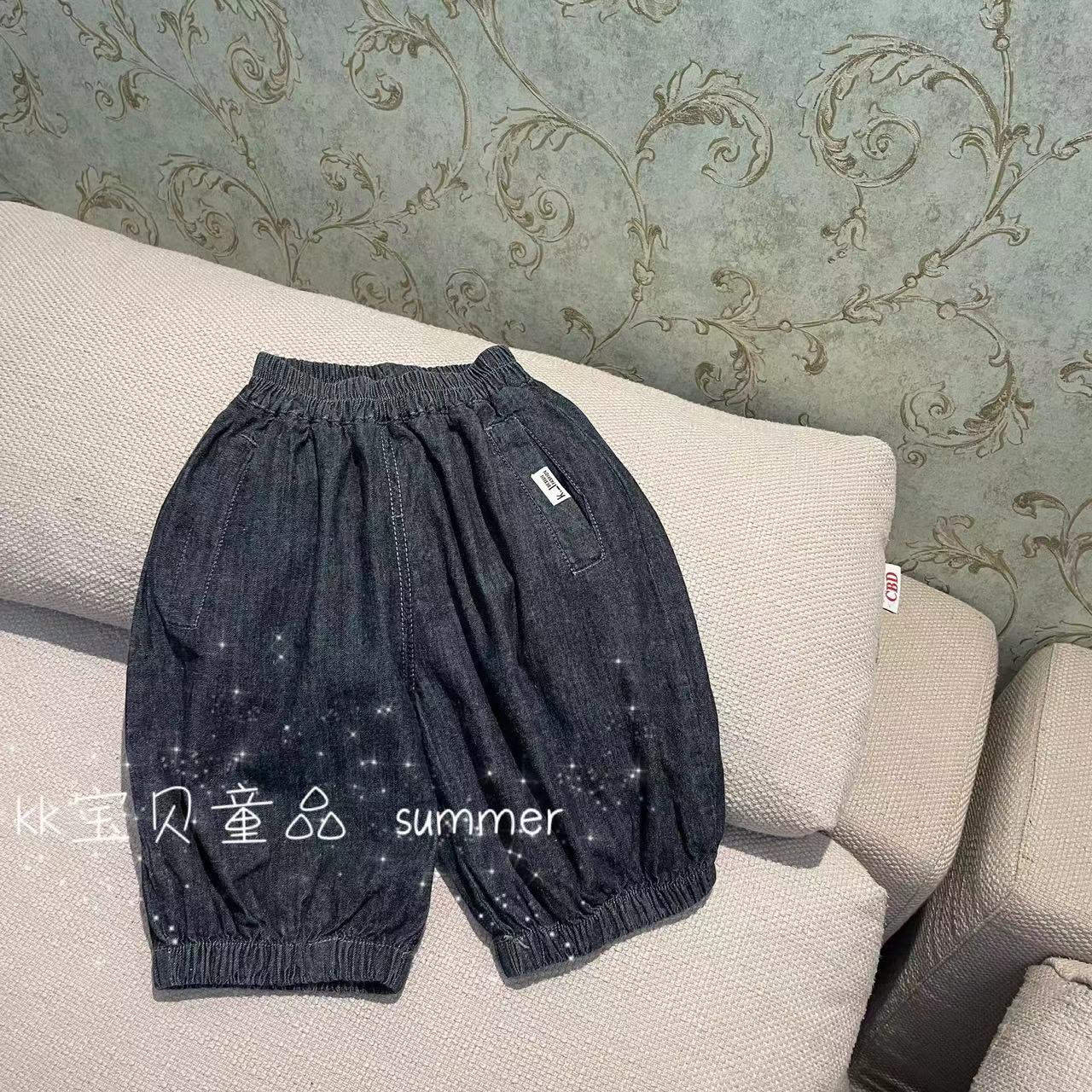 90-130男童贴标牛仔短裤中裤