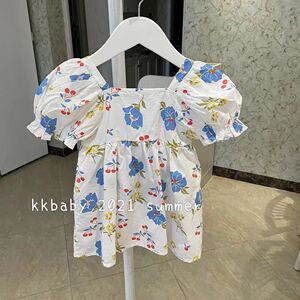 kkbaby韩版童装21夏女宝宝纯棉洋气时尚可爱印花气质款印花连衣裙