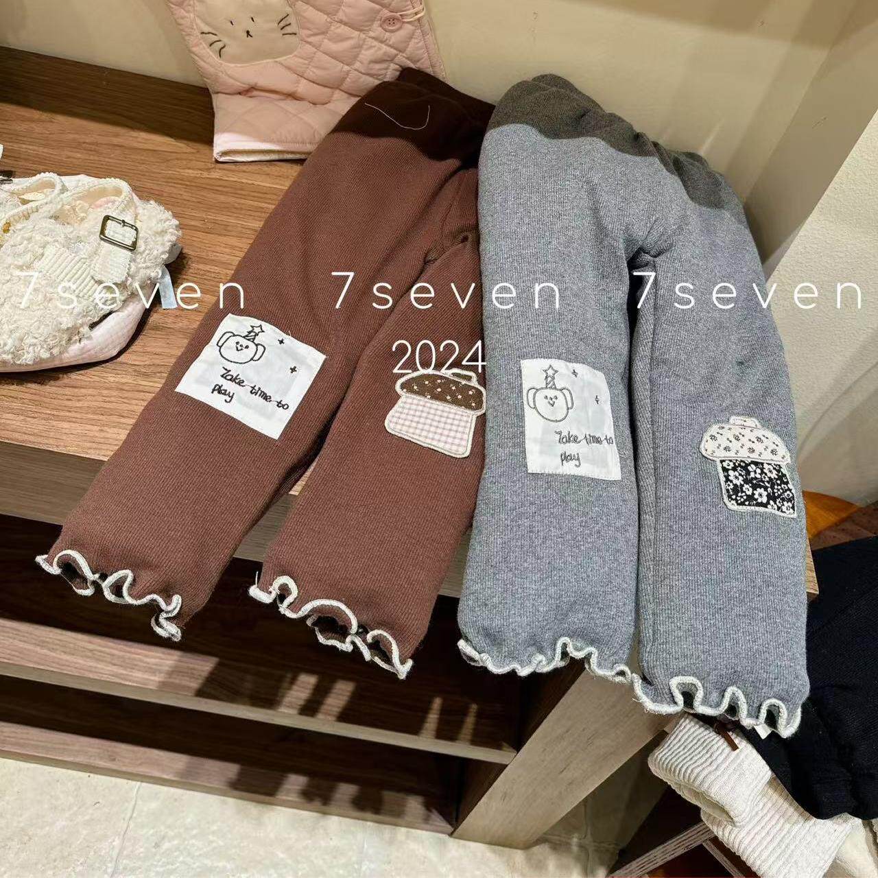 90-130小中童24冬女童洋气可爱时尚贴标弹力夹棉加厚打底裤棉裤