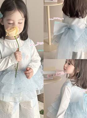 7seven26春90-130女童小中童洋气可爱时尚打底衫蕾丝上衣两件套