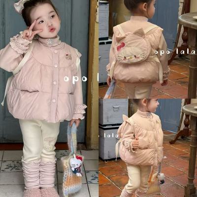 90-130女童粉色猫咪马甲