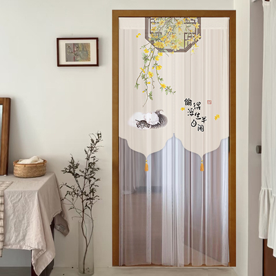 四季通用门帘隔断纱帘免打孔家用隐私遮挡帘新款高档卧室装饰帘