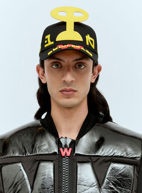 Walter Van Beirendonck刺绣图案棒球帽(黑色/白色)|triplemajor