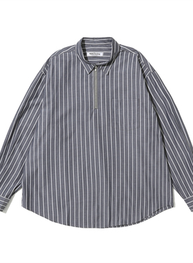 PROPER定常 半拉链条纹衬衫（黑色）| triplemajor