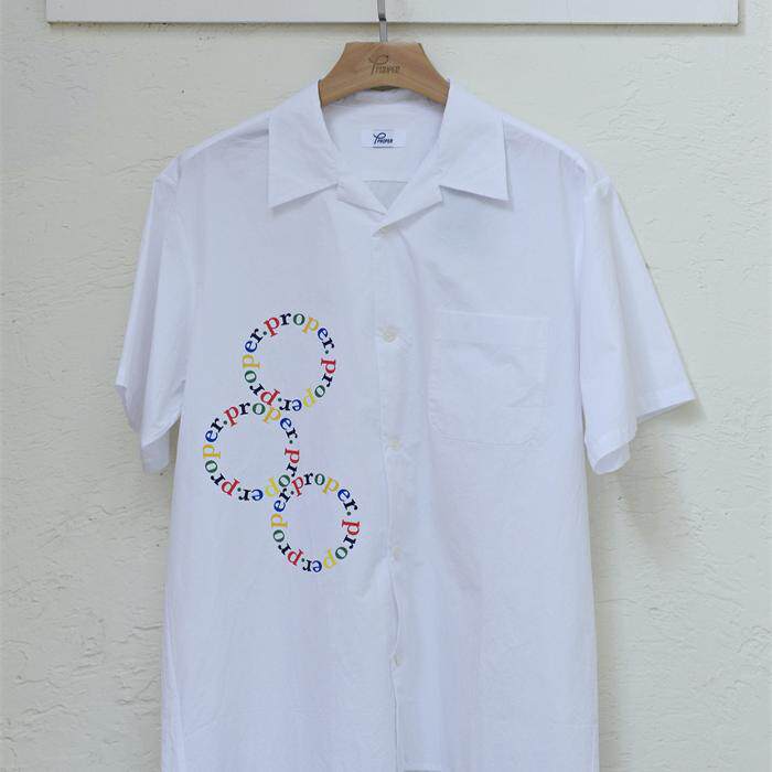 proper定常印花图案短袖衬衫