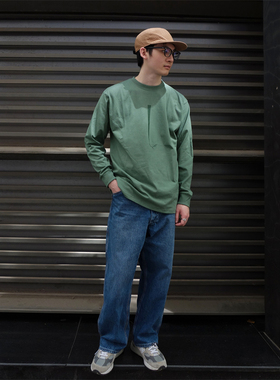 PROPER定常 印花图案长袖T恤（浅绿色）| triplemajor