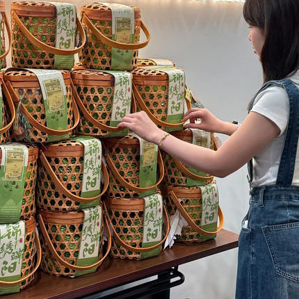 新款青团创意竹编竹篮烘焙果包装盒手提篮礼盒空绿豆糕粽子端午