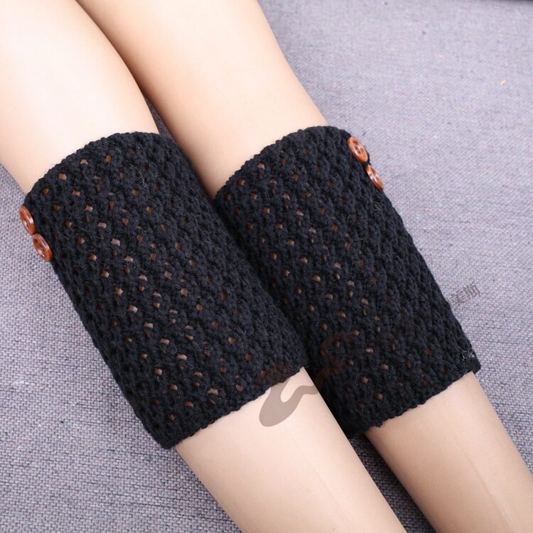 새로운 스타일의 부츠 커버 다리 커버 니트 울 따뜻한 요가 다리 커버 짧은 중공 능직 단추 넓어진 양말 커버