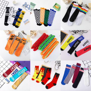 走秀中筒袜系带彩色中大童袜 韩国潮网红同款 女童绑带袜子夏季 新款