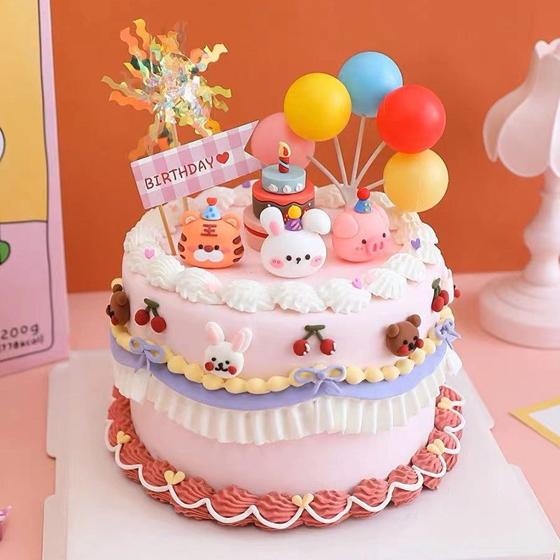 卡通小动物头儿童生日蛋糕派对帽软胶玩偶小猪小兔小老虎装饰摆件,节庆用品/礼品,节日装扮用品,淘宝优惠券,粉丝福利购,淘宝优惠卷