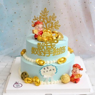 饰品 新年搪胶款 财神金元 宝蛋糕装 饰摆件财神爷招财进宝铜钱生日装