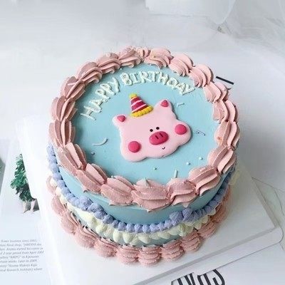 网红生日蛋糕装饰甜品台派装扮萌萌粉嫩小猪防手绘软胶小猪猪