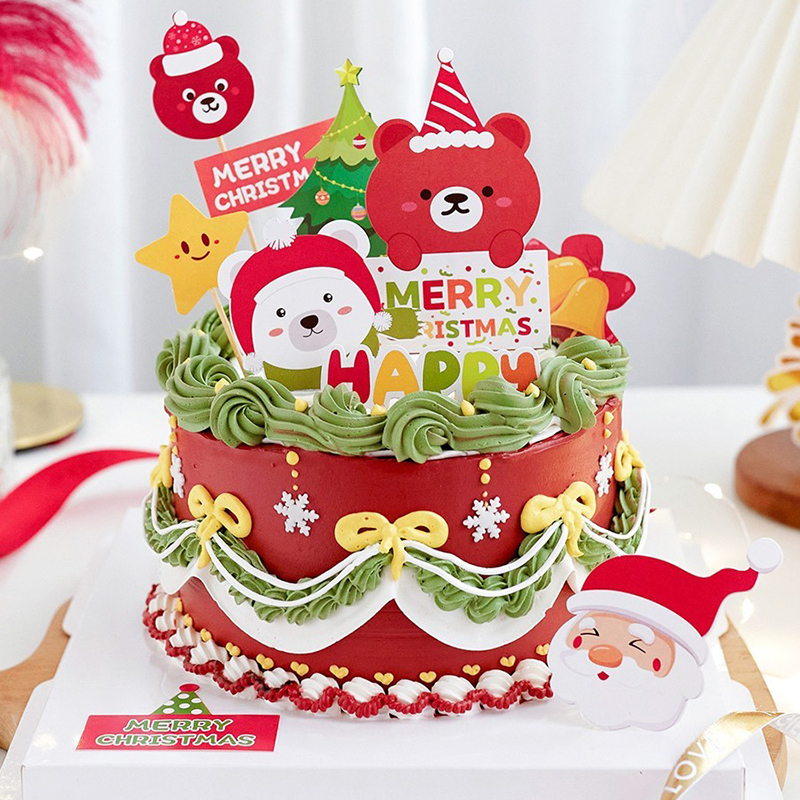 圣诞节圣诞老人卡通插旗