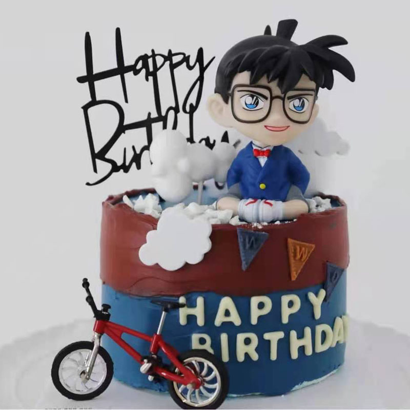 六一烘焙蛋糕柯南套餐摆件插件侦探科南单车公仔眼镜男孩生日装扮