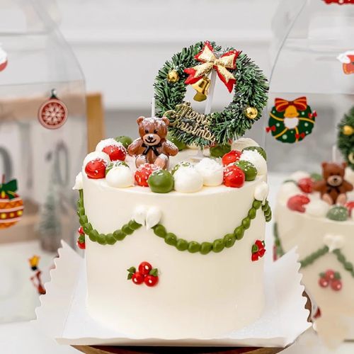 小熊蜡烛圣诞草圈树叶铃铛插件