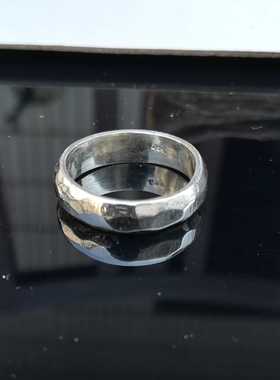 纯银实心光面闭口手工戒指