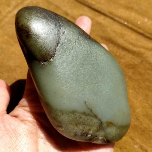 秋梨皮青玉籽料手把件料无修豆青