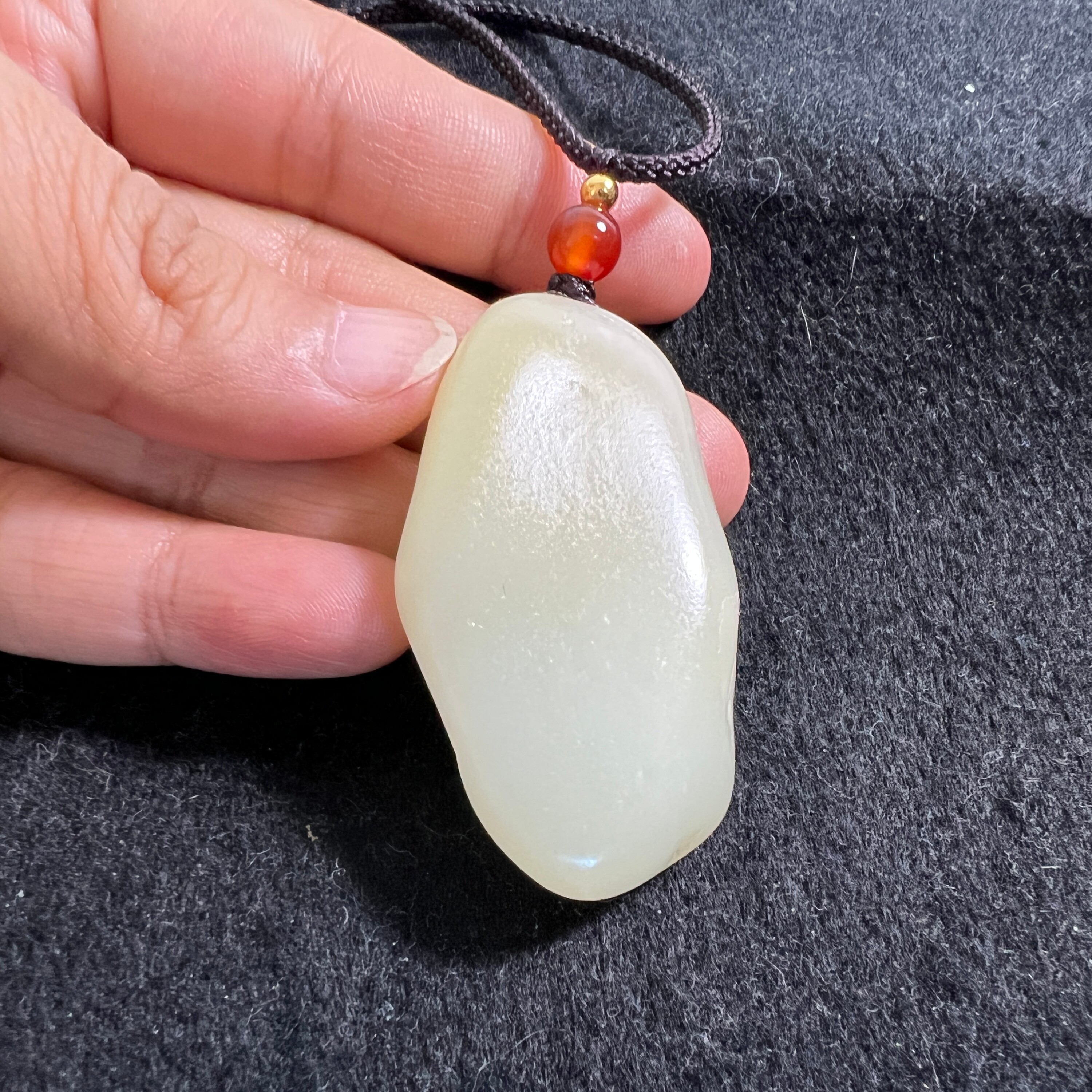 30g新疆和田羊脂玉白玉籽料原石吊坠 天然玉龙河白玉无修籽油膏料