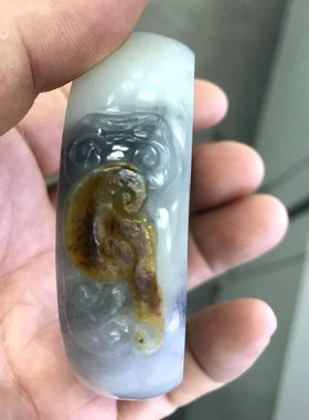 新疆和田籽料原石手镯成品天然真皮黑白分明青花籽玉手镯圈口齐全