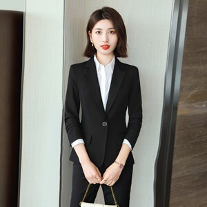 职业装女装西装套装大学生面试西服黑色气质外套春秋新款女工作服