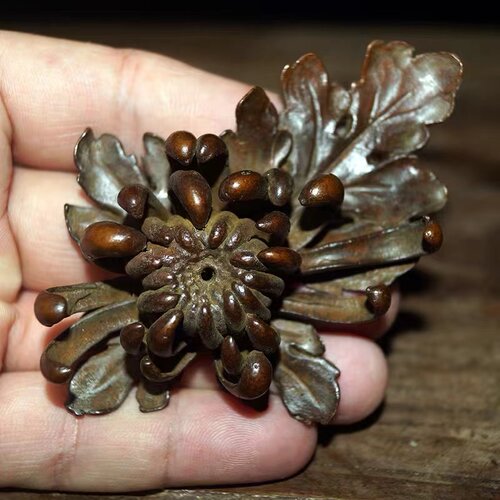 雨宫宗手作复古纯铜菊花香插创意茶道香道线香插香炉厂价直销包邮