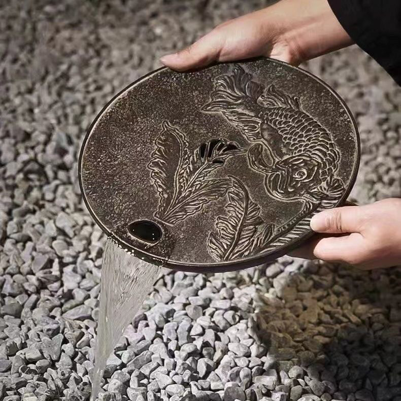 家用复古铸铁蓄水茶盘耐高温隔热防烫垫壶垫铸铁茶壶壶托生铁壶承