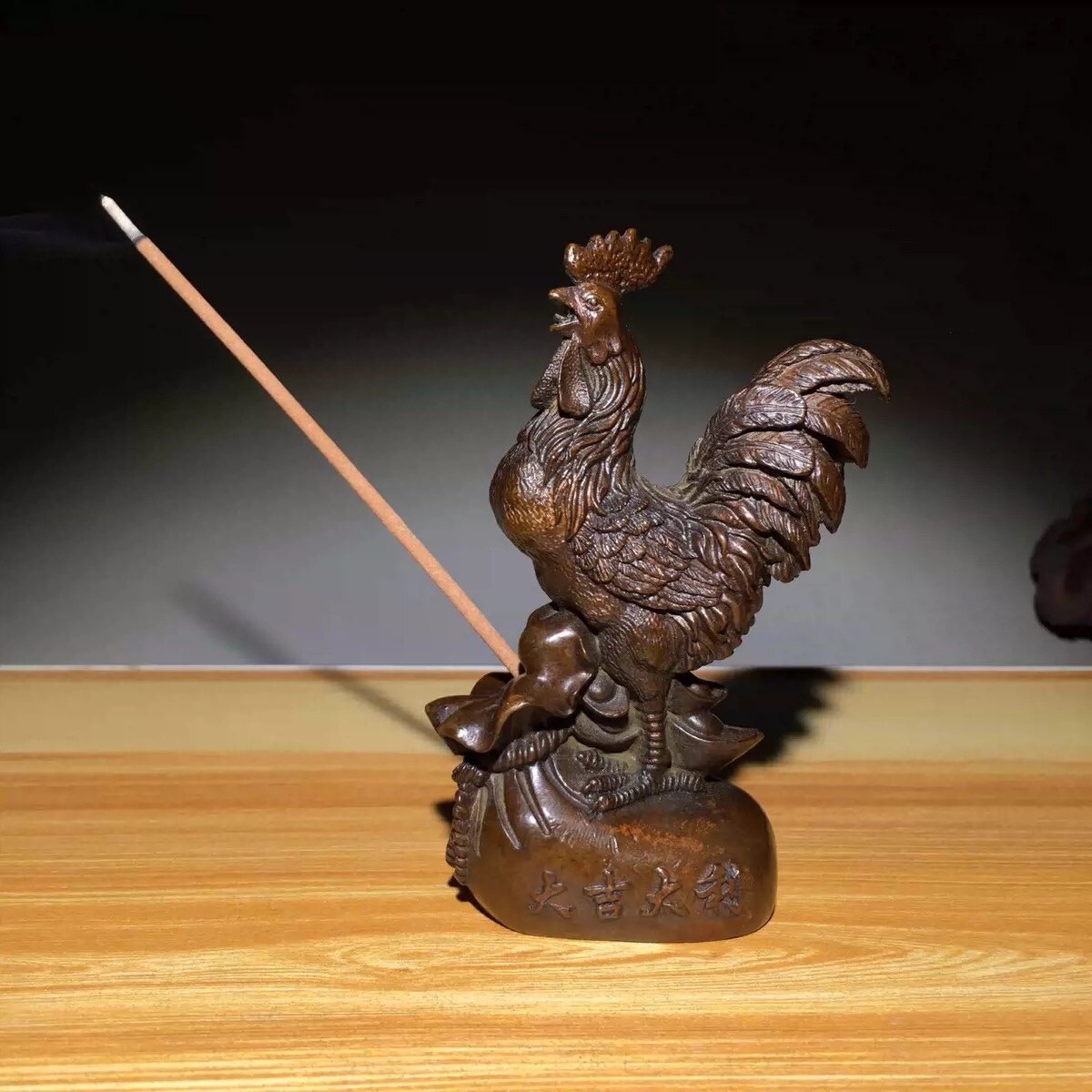 雨宫宗实心纯铜生肖公鸡古玩小件手把件仿古铜器紫铜茶宠小摆件