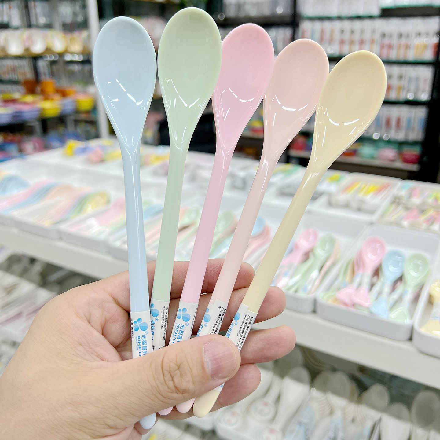 奶茶搅拌勺可爱ins风彩色咖啡勺子加长柄蜂蜜甜品西瓜勺密胺树脂