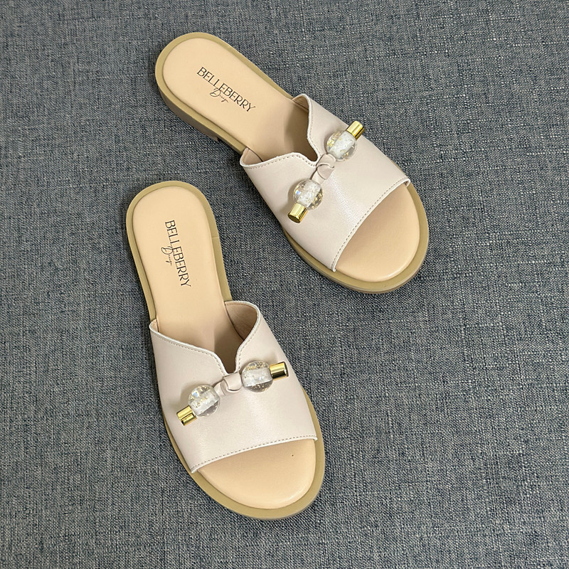 外贸2025新款时尚百搭真皮舒适厚底一字拖鞋外穿休闲沙滩凉拖鞋女,女鞋,一字拖,淘宝优惠券,粉丝福利购,淘宝优惠卷