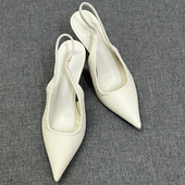 性感百搭气质单鞋 外贸2025新款 女后空包头凉鞋 尖头细跟高跟鞋 法式