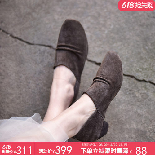 里外全皮四季可穿舒适粗跟