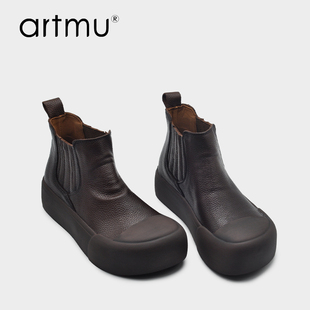 Artmu阿木厚底切尔西靴炸街小短靴2025秋冬新款 休闲踝靴真皮女靴