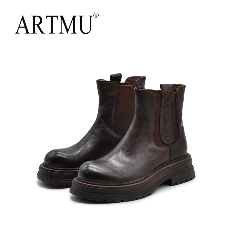 artmu厚底切尔西短靴女马丁靴