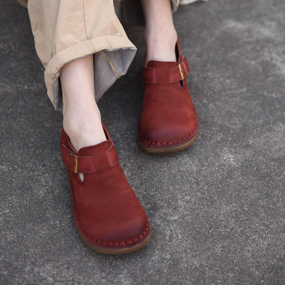 头层牛皮软底单鞋四季鞋