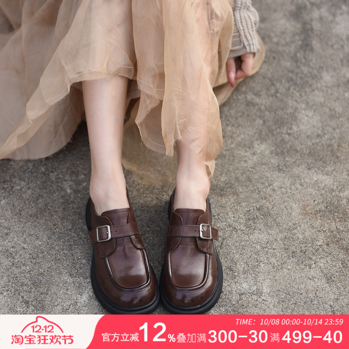 真皮单鞋女黑色小皮鞋头层牛皮