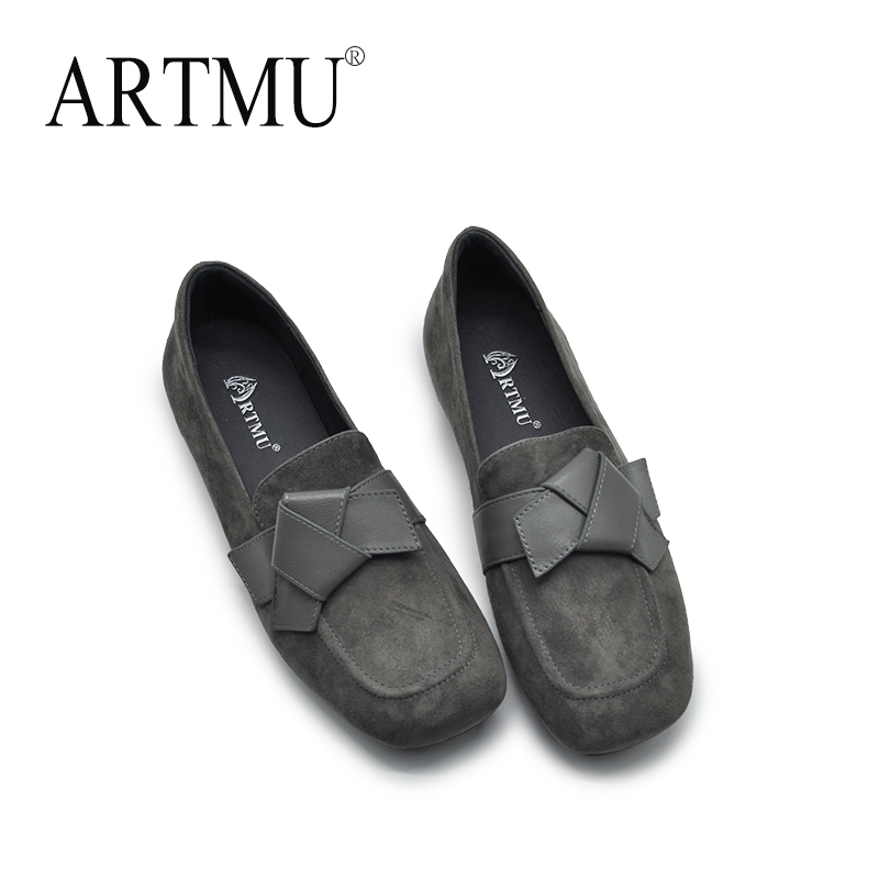 artmu一脚蹬平底单鞋女真皮女鞋