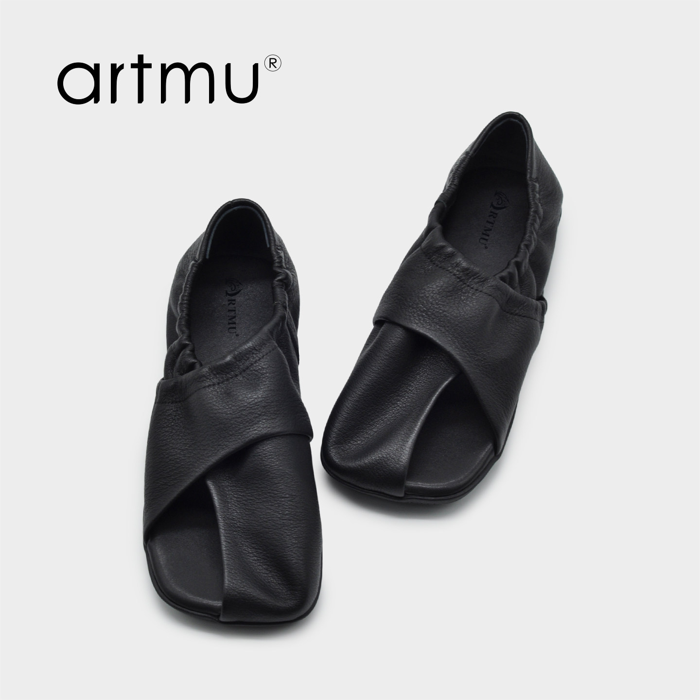 Artmu阿木原创真皮鱼嘴凉鞋女款2026新款平底凉单鞋女士凉夏鞋
