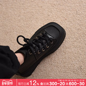 阿木复古休闲高帮女鞋 潮酷厚底马丁靴机车靴双拉链短靴真皮板鞋