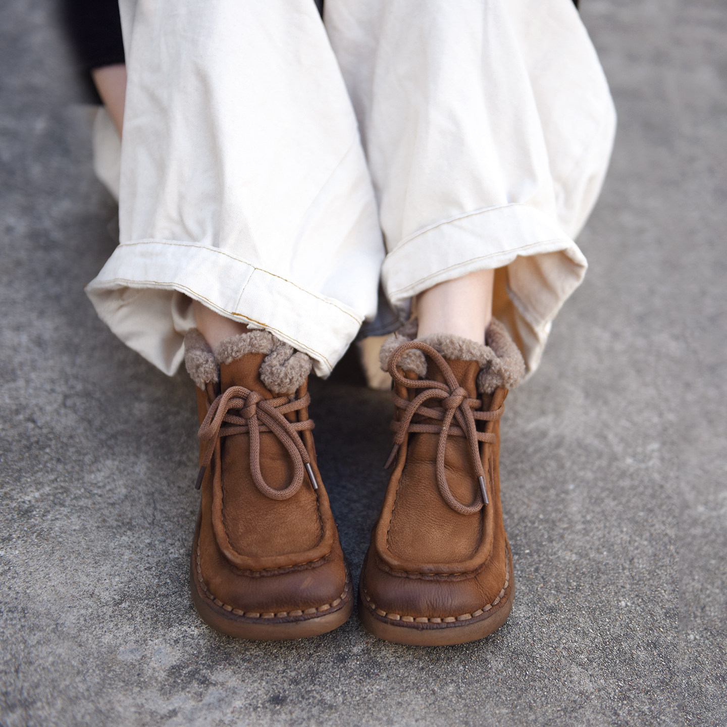 真皮加绒短靴女雪地靴