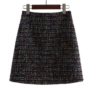 毛呢裙粗花呢半身裙 新品 小香风半身裙短裙A字裙时尚 女裙2022秋季
