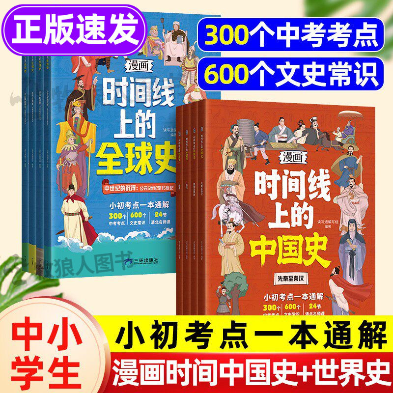 漫画版时间线上的全球史中国史人类简史小初考点一本通关于历史的漫画书籍文史常识趣说小学初中近代史趣味历史漫画世界史课外阅读