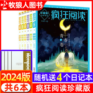 疯狂阅读珍藏版 年度特辑初高中美文 2024版 青春卷作文中国风非2023过刊杂志 视野 情感 励志 送日记本共6本 哲思 6辑全套