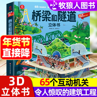 桥梁和隧道立体书儿童立体书3d翻翻书3-6-8岁以上小学生建筑工程高铁科普启蒙类书籍桥梁绘本小百科幼儿园立体桥梁隧道高铁机关书